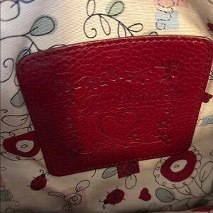 Brighton cream weave & red leather Design. Leather appliqué